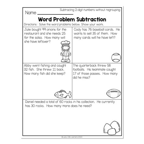 2 digit subtraction word problems|Subtraction Worksheets (2.
